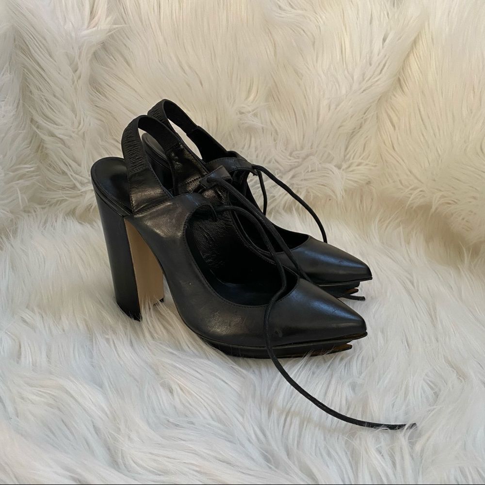 Christopher Kane Black Leather Pointed Heels 7